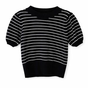 French Connection Striped Knit Puff Sleeve Sweater